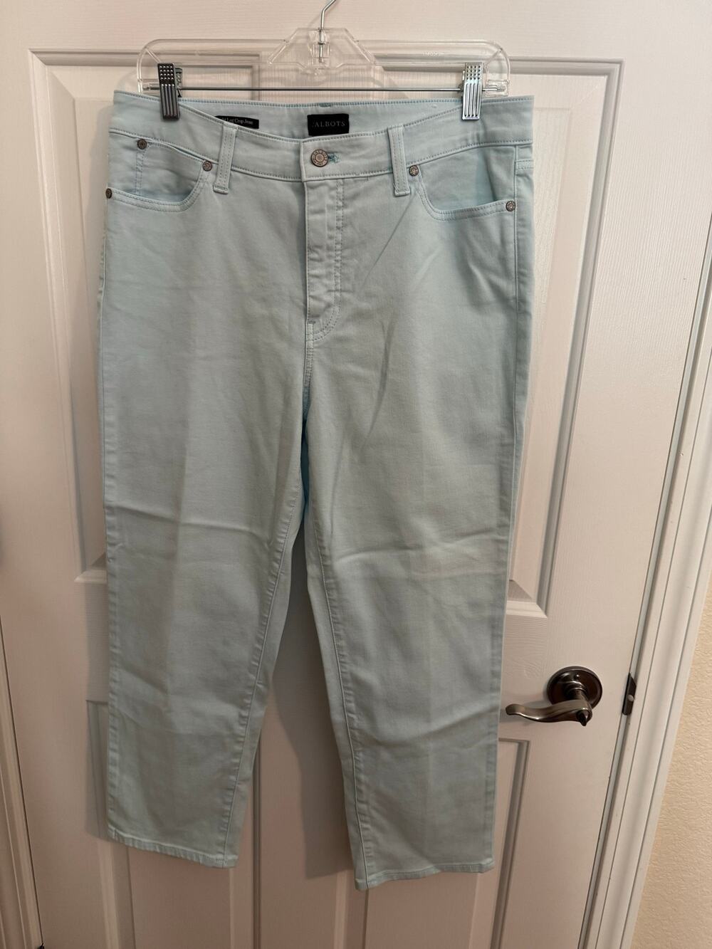 Talbots Straight Leg Crop Stretch Jeans Summer Vacation Mint Green 10